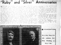 Mr & Mrs Henry Fail celebrate their Ruby Wedding Anniversary on March 10th 1939, newspaper clipping.